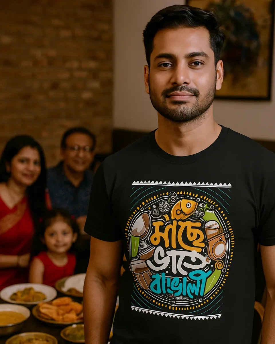 Mache Bhate Bangali - Bengali Printed Unisex T-Shirt