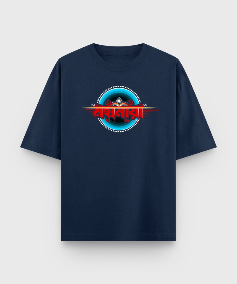 Mahamaya - Bengali printed Oversized t-shirt in Navy Blue