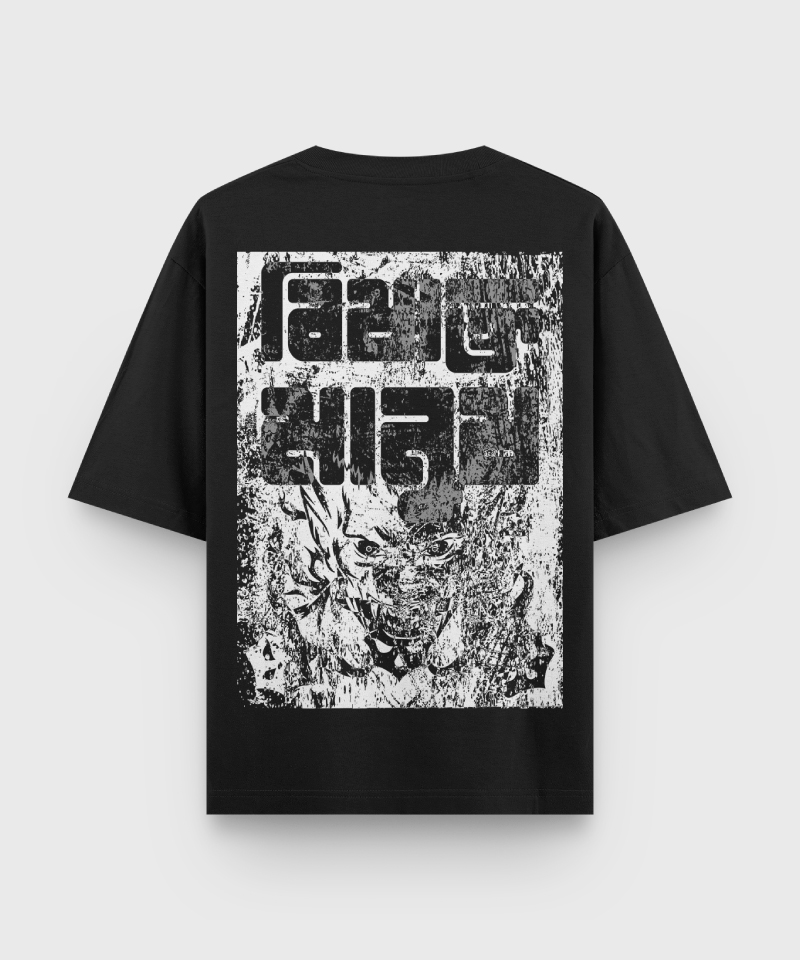 Bishakto Manush Bengali printed Oversized T-shirt in Black color.
