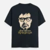Protibad – Ritwik Ghatak Bengali graphic unisex t-shirt in Navy Blue with cream stencil face print and Bengali typography by Bong Street