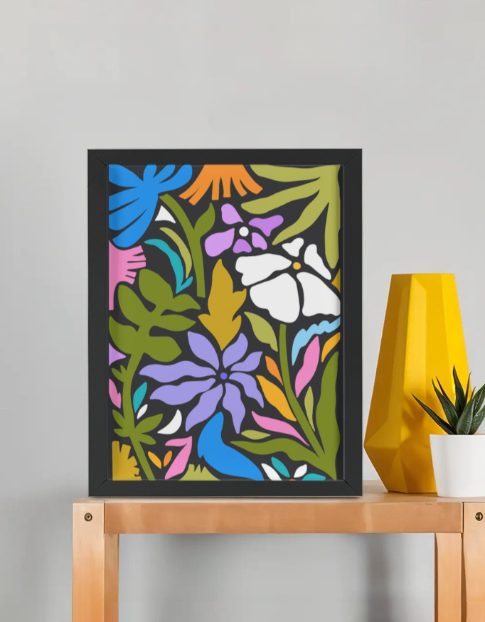 Rongmohol - Colorful Bengali Floral Art | Framed Poster | Wall Decor | Boho Botanical Print