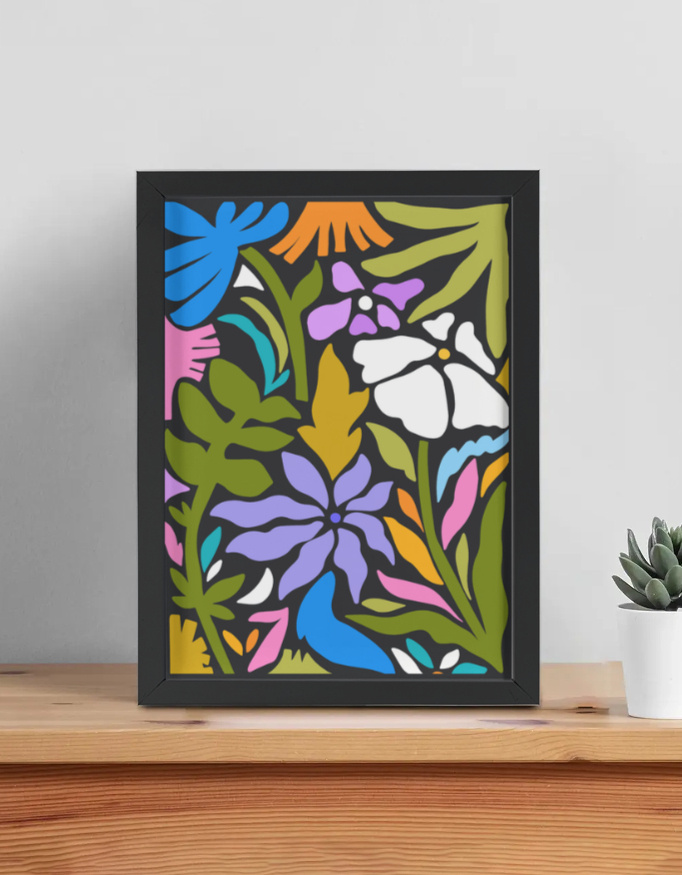 Rongmohol - Colorful Bengali Floral Art | Framed Poster | Wall Decor | Boho Botanical Print