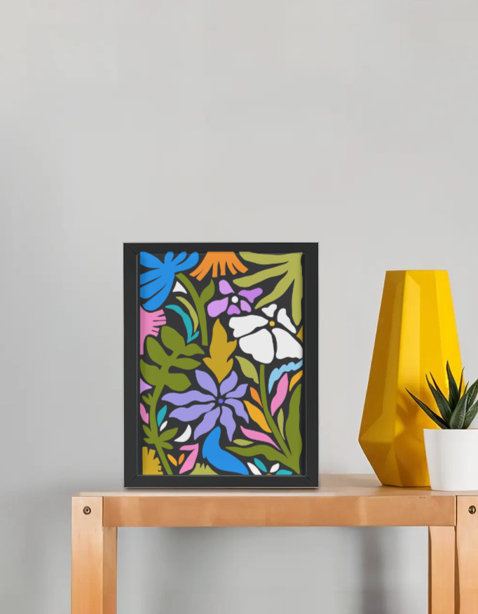 Rongmohol - Colorful Bengali Floral Art | Framed Poster | Wall Decor | Boho Botanical Print